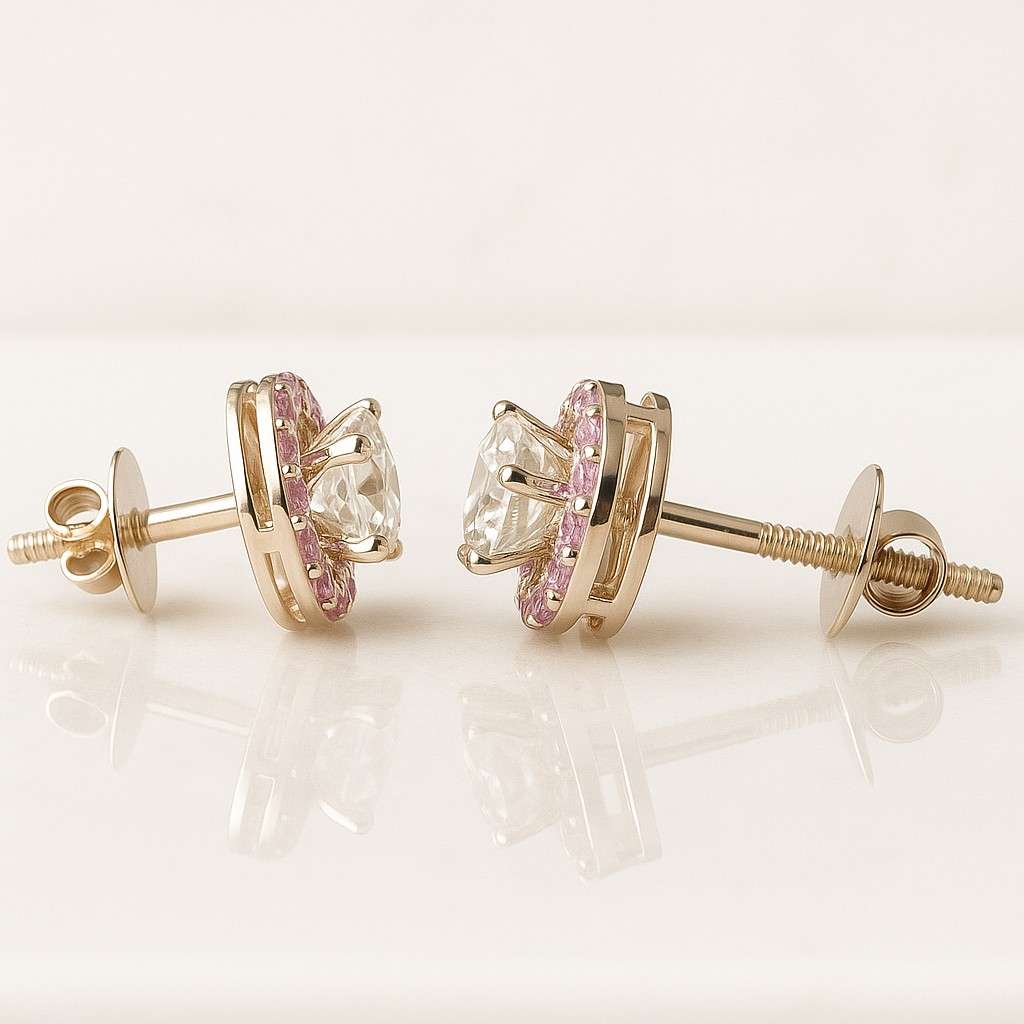 Claw Prong Set Solitaire Earrings CVD Diamond Studs