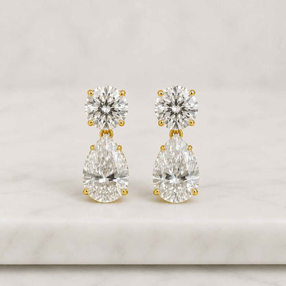 14K Gold Fill Oval Lab Grown Diamond Dangle Earrings
