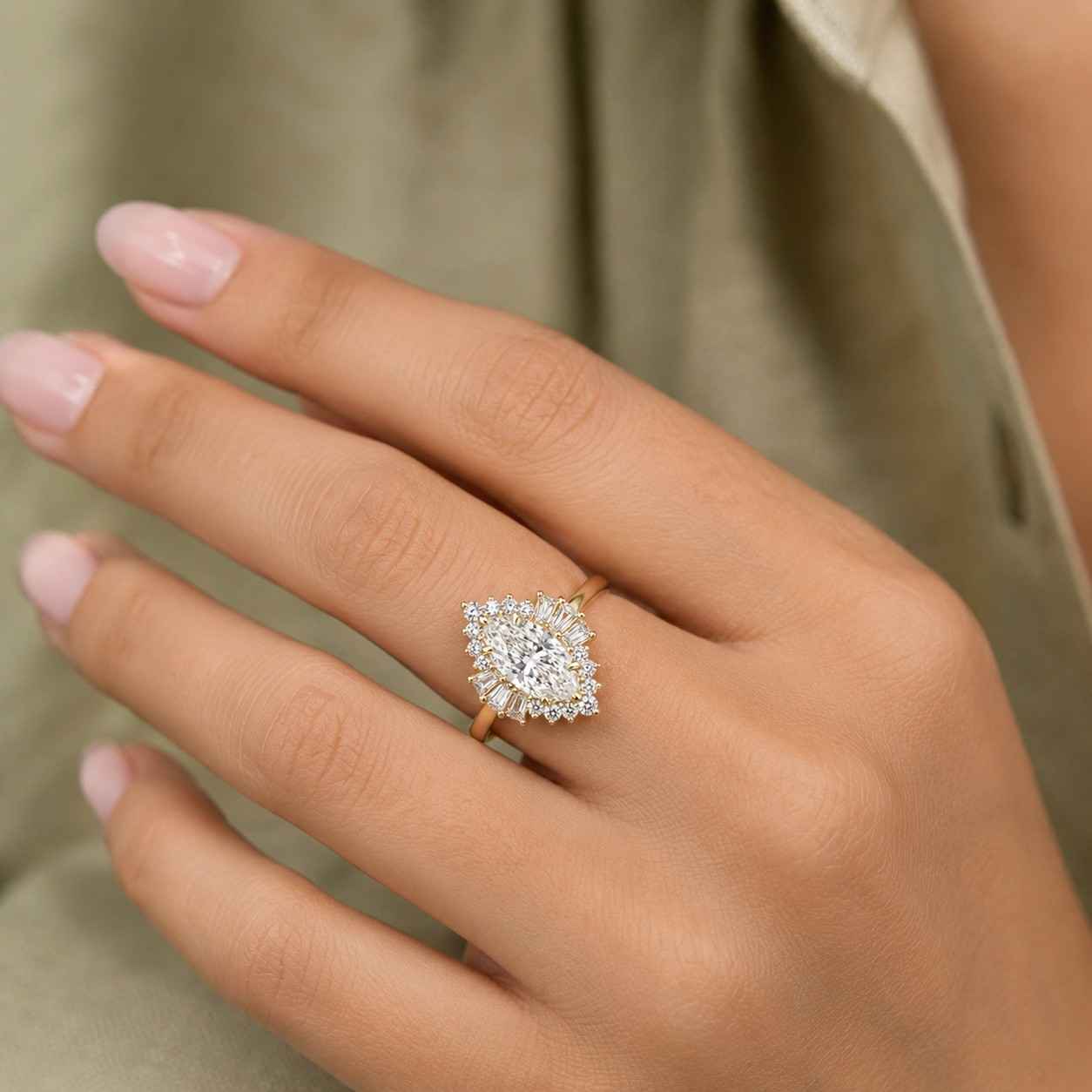 cluster ring unique diamond engagement ring round lab grown diamond ring unique halo ring anniversary gift for her low setting ring