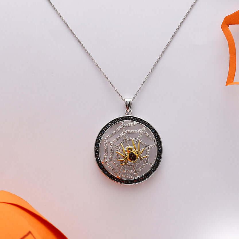 Color Diamond Spider Web Pendant