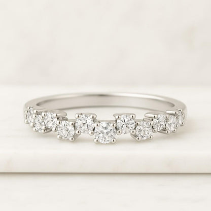 14k Solid Gold Criss Cross Wedding Band Round Lab Grown Diamond Crossover Band