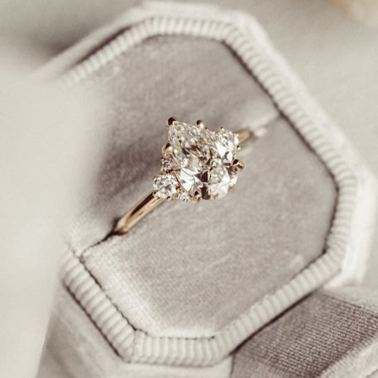 Comfort Fit Band Five Claw Prong Set Halo Ring