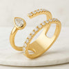 Double Row Pear & Round Lab Grown Diamond Half Eternity Wedding Band