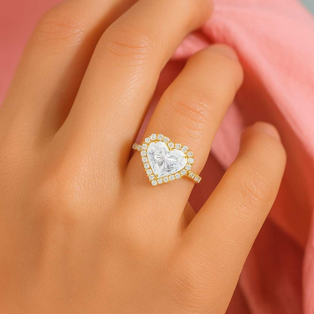 Heart Lab Grown Diamond Engagement Ring Halo Setting