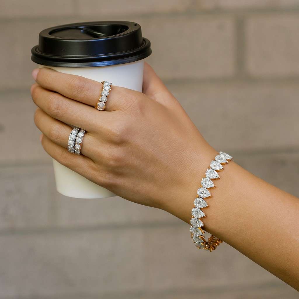 Conflict Free Diamond Bracelet Gift for her 14K Yellow Gold Bridal Wedding Bracelet