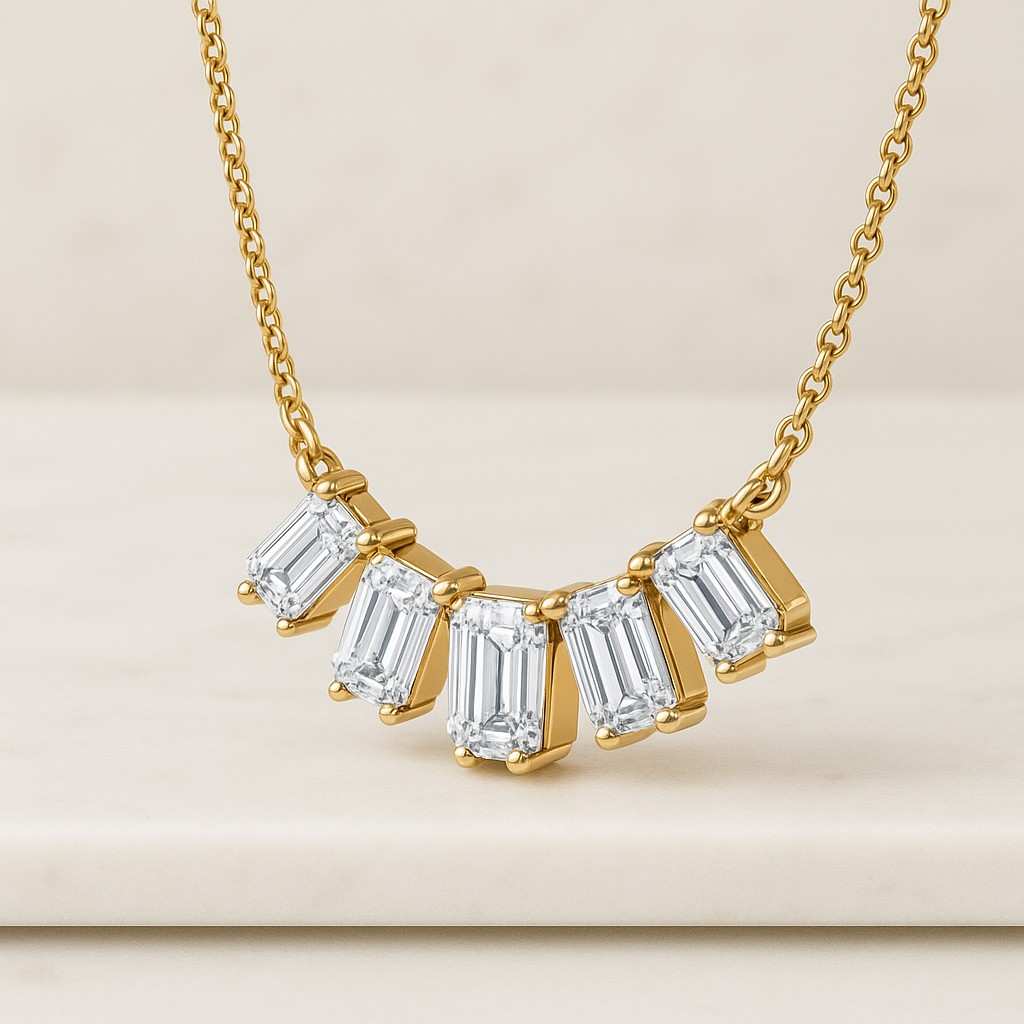 Conflict Free Diamond Solitaire Bridal Necklace 14K Solid Gold Necklace Gift For Her