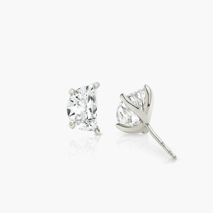 Crescent Moon Diamond Stud Earrings
