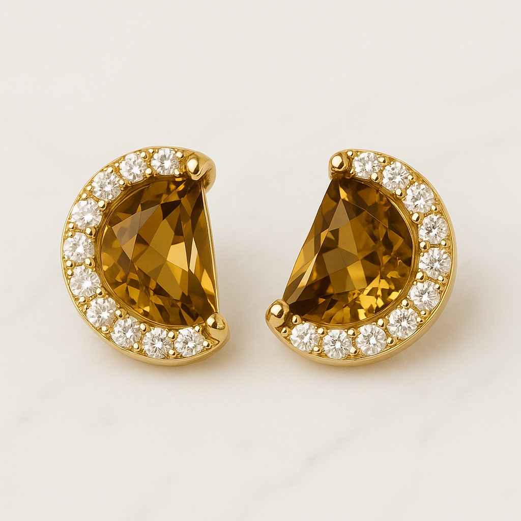 Crescent earrings Crystal earrings