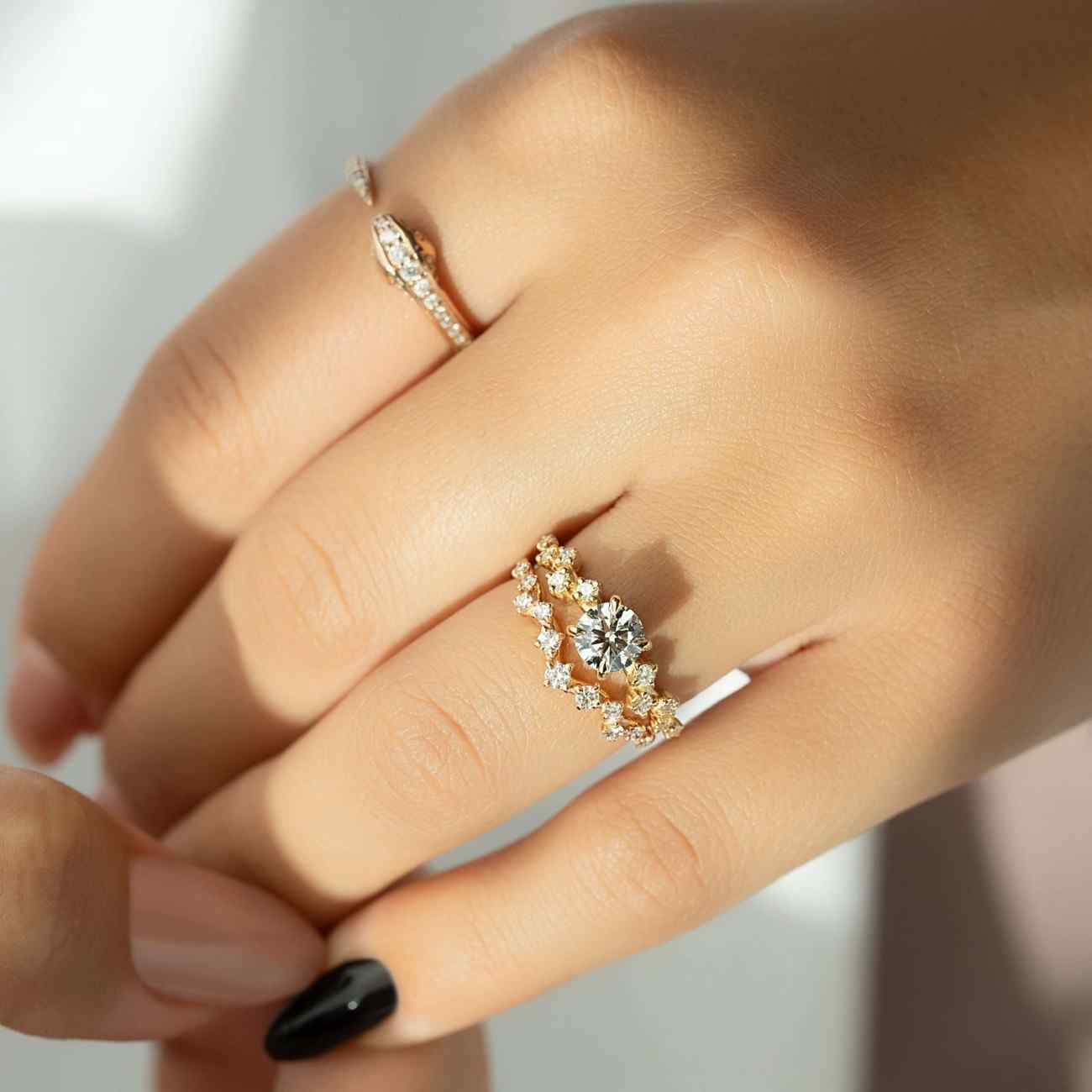 Criss Cut Ring Solitaire Engagement Ring for Her Genuine Lab Diamond Ring Tulip Setting Ring 10K 14K 18K Solid White Rose Yellow Gold Ring