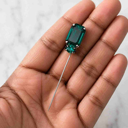 Crystal Brooch | Suit Brooch | Emerald , Aquamarine , Topaz & Sapphire | No holes in clothing
