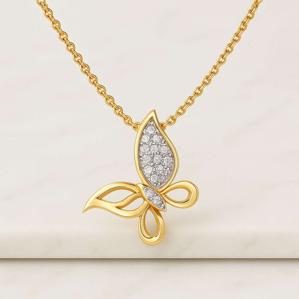 Crystal Butterfly Necklace Dainty Butterfly Necklace Pave Diamond Charm Necklace