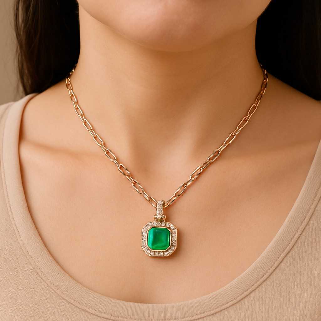 crystal gemstones rectangular round pendant with zircon gemstone charms for jewelry pendant