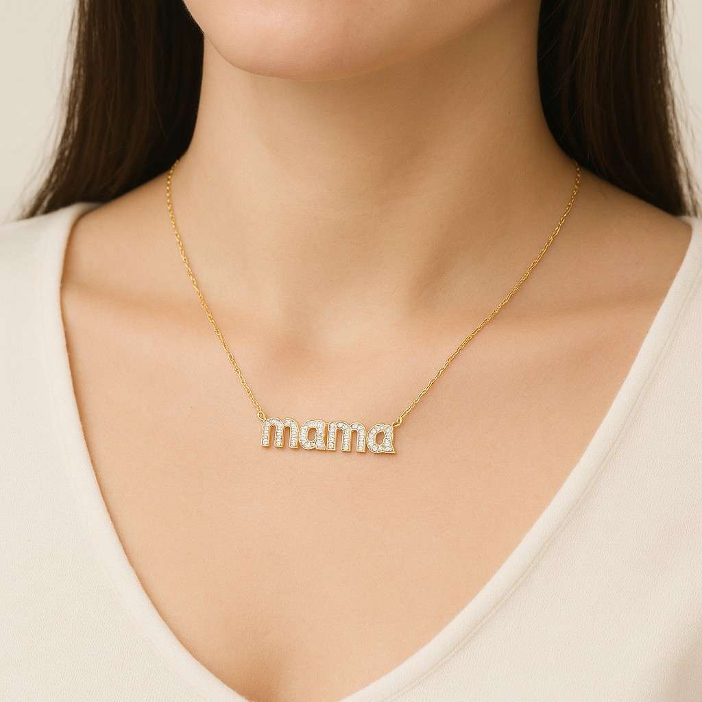 Cubic zircon round mama charm18K gold plated pave circle mama pendant