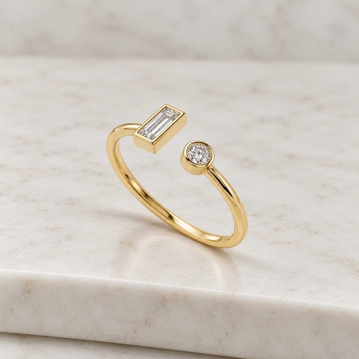Real Lab Diamond Open Cuff Wedding Ring Thin Open Gap Stacking Ring Minimalist Custom Open Gap Band Ring for Her Womens Cuff Stackable Band
