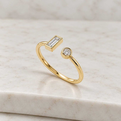 Real Lab Diamond Open Cuff Wedding Ring Thin Open Gap Stacking Ring Minimalist Custom Open Gap Band Ring for Her Womens Cuff Stackable Band
