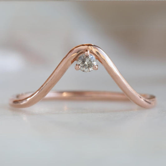 Curved RingWhite Gold Wedding Band / Unique Stacking Ring