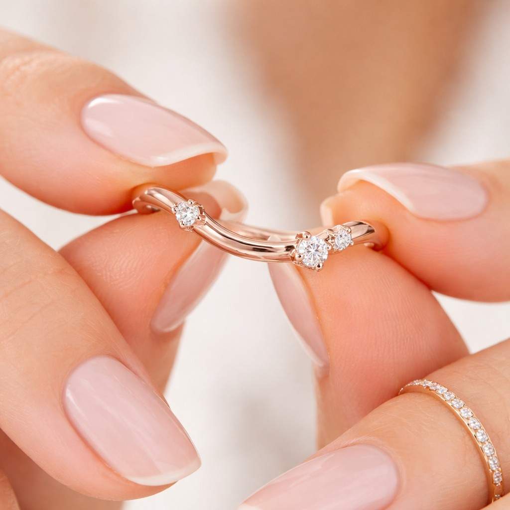 Curved Cluster Wedding Ring