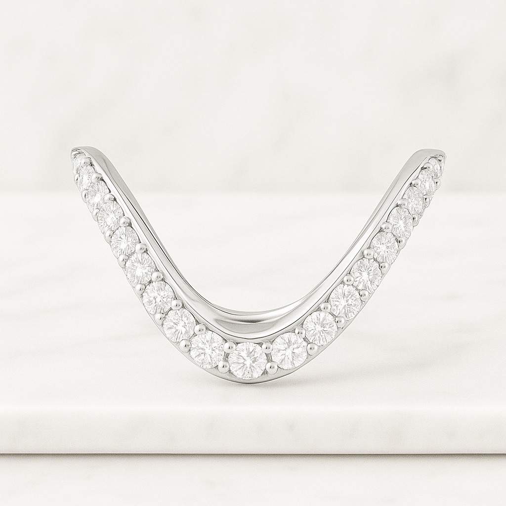 Curved Contour Half Eternity Art Deco Wedding Band