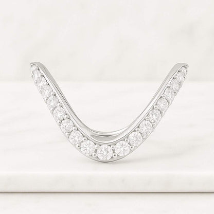 Curved Contour Half Eternity Art Deco Wedding Band