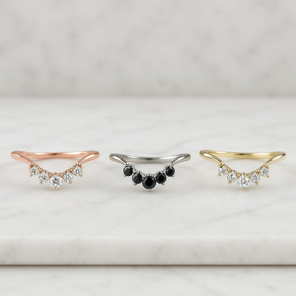 Curved Diamond Wedding Band Matching Bridal Set Ring Band for