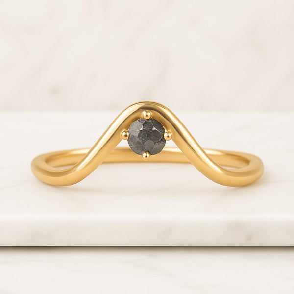 Curved Moissanite Wedding Band Half Eternity Stacking Ring