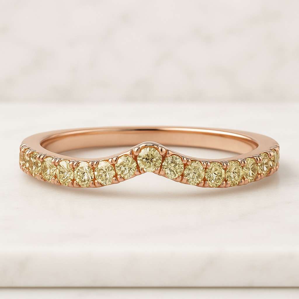 Curved Moissanite Wedding Band Sterling Silver  