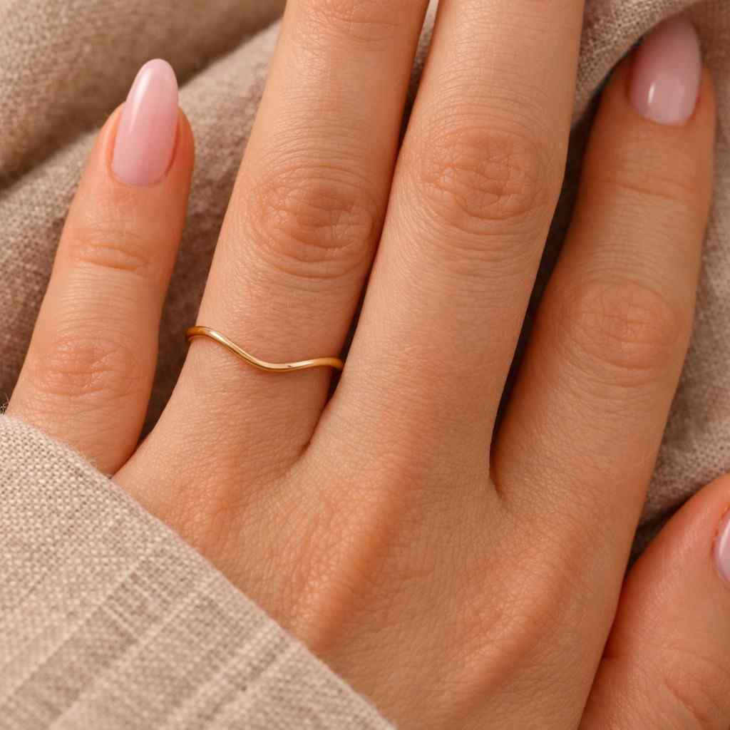 curved solid gold wedding band