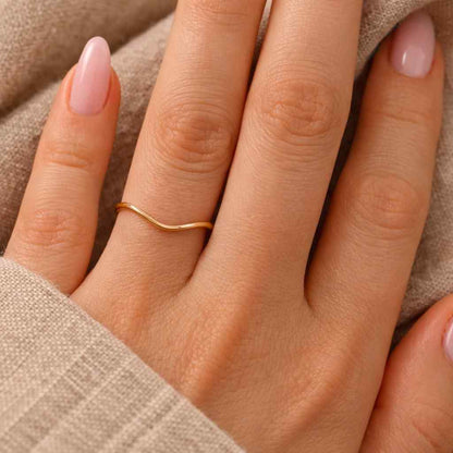 Curved Solid Gold Wedding Band