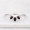Marquise Black Diamond Wedding Ring Curved Wedding Band