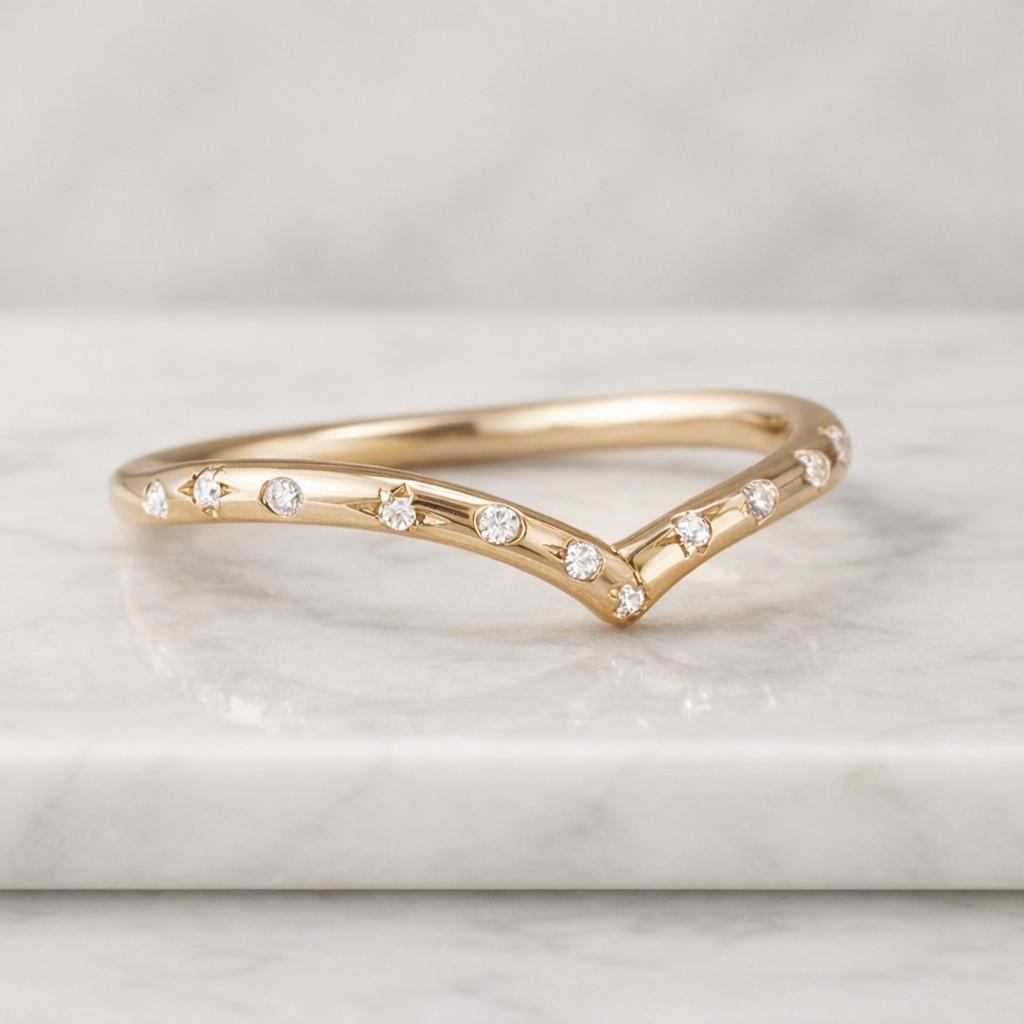 Curved Wedding Band Lab Grown Diamond Ring