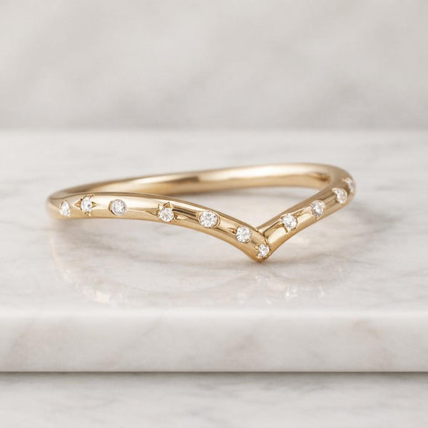 Curved Wedding Band Lab Grown Diamond Ring