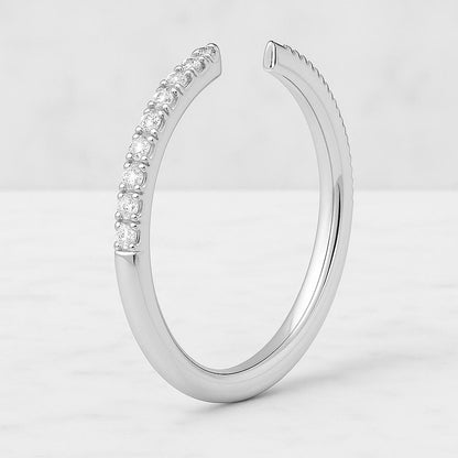 Curved Wedding band,Vintage open Moissante Wedding band