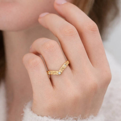 Lab Grown Diamond Chevron Wedding Band Ring