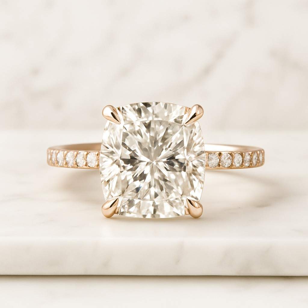 Cushion Cut Lab-Grown Diamond Solitaire Timeless 14K Gold Engagement Ring 14k Gold Engagement Ring Wedding Ring Gift