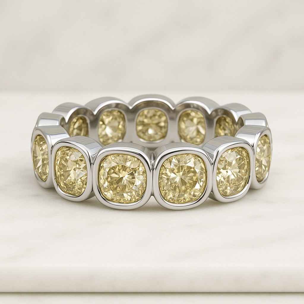 EF-VS Diamond Bezel Set Wedding Band