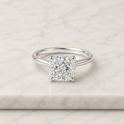 Cushion Cut Lab Grown Diamond Ring  2 CTFVS1 IGI Certified Cushion Cut Hidden Halo Engagement Ring Cathedral Setting Ring 14K Gold Ring