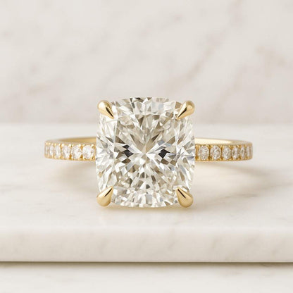 Cushion Diamond Engagement Ring Solitaire Cushion Anniversary Ring 4 Claw Prong Set Ring Genuine Lab Grown Diamond Proposal Ring