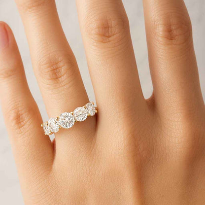 Cushion Lab Grown Diamond Wedding Band 5 CT Five Stone Diamond Band Half Eternity Matching Band