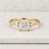 Old Mine Cushion Lab-Grown Diamond Three Stone Engagement Ring