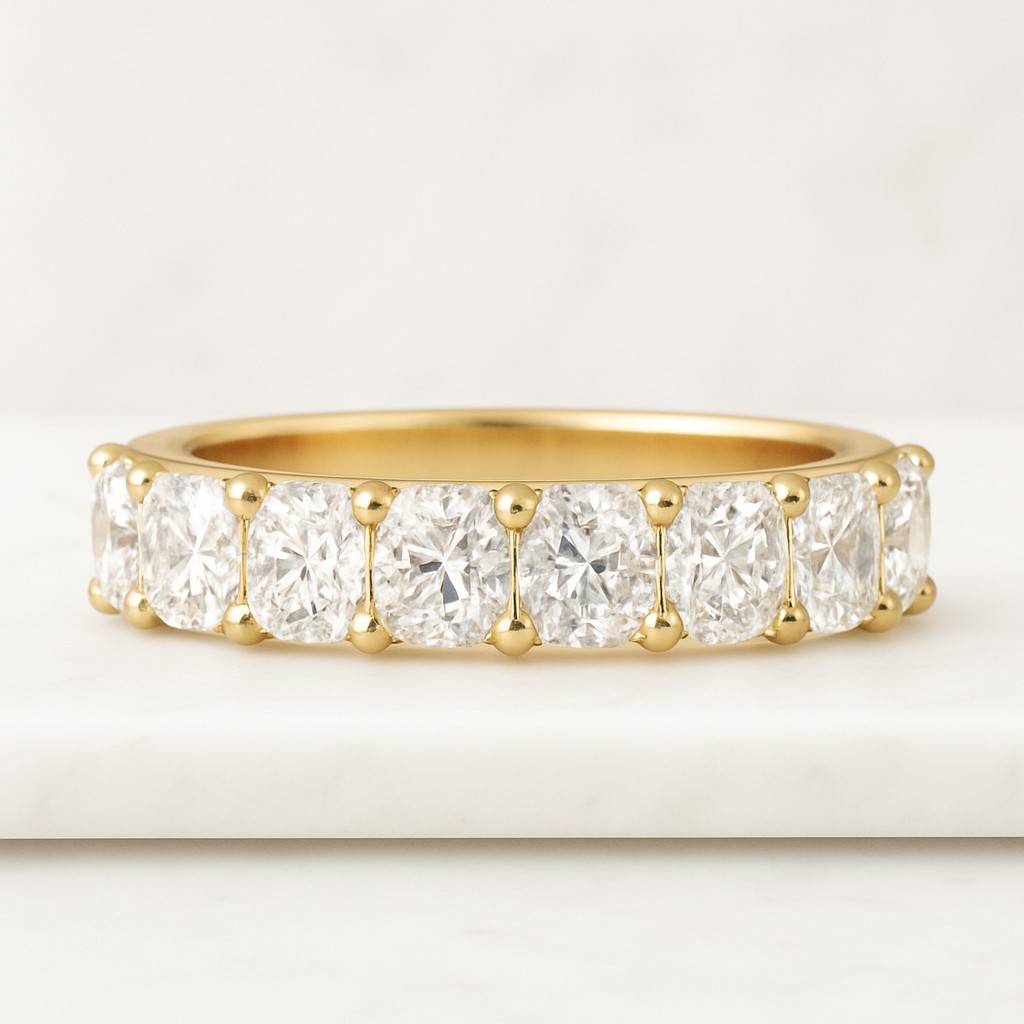 Cushion Cut Full Eternity Wedding Band Cushion Cut Moissanite Band Matching Band For Solid Gold Engagement Ring