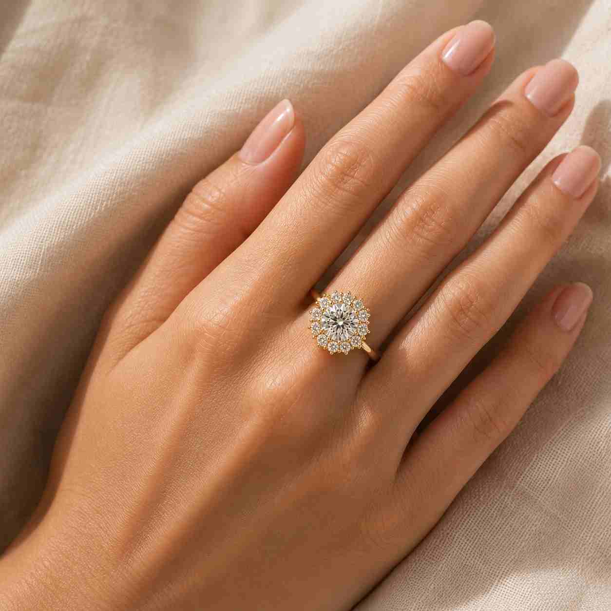 Cushion Cut Lab Grown Diamond Halo Engagement Ring, D VVS2 IGI Certified Diamond Ring, Cushion Halo Ring, Wedding Ring For Her