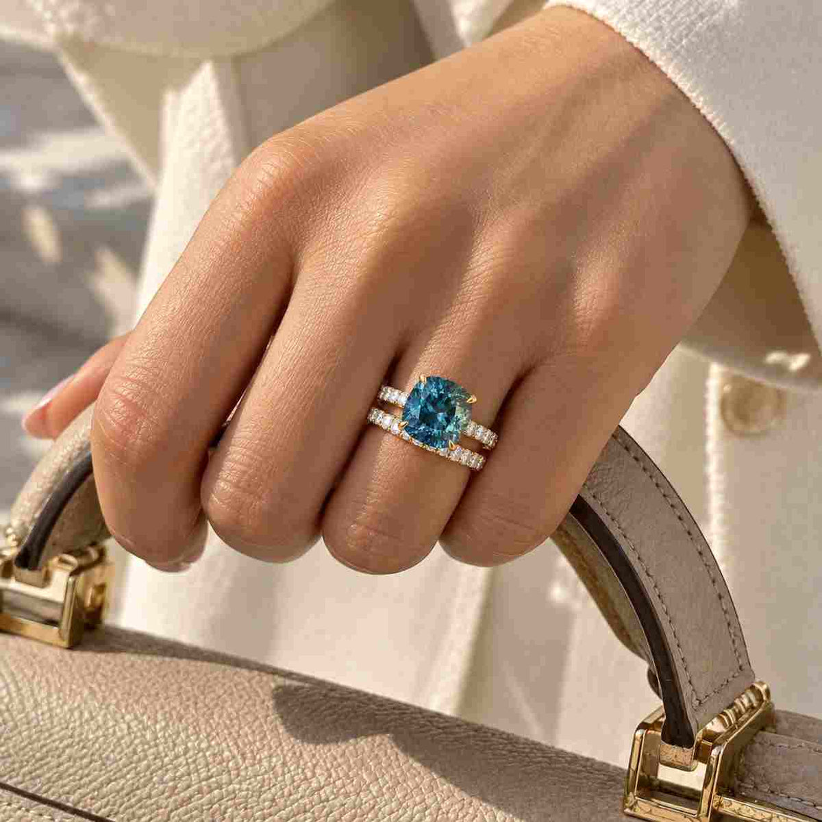 Cushion Cut Lab Grown Diamond Ring Set Solitaire Engagement Ring Hidden Halo Pave Setting Wedding Ring For Her Claw Prong Promise Ring For Women