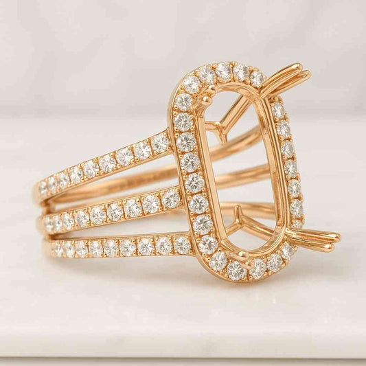 Cushion Cut Lab Grown Diamond Ring Solitaire Hidden Halo Engagement Ring