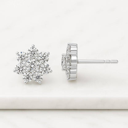 Cushion Cut Lab Grown Diamond Stud Earrings Minimalist Gold Solitaire