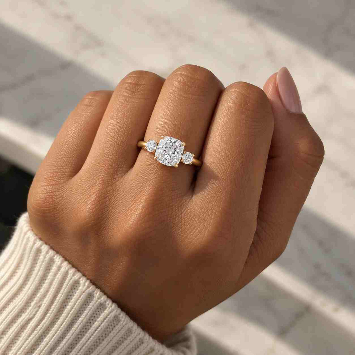 Cushion Cut Lab Grown E,VVS2, IGI Certified Diamond Engagement Ring,