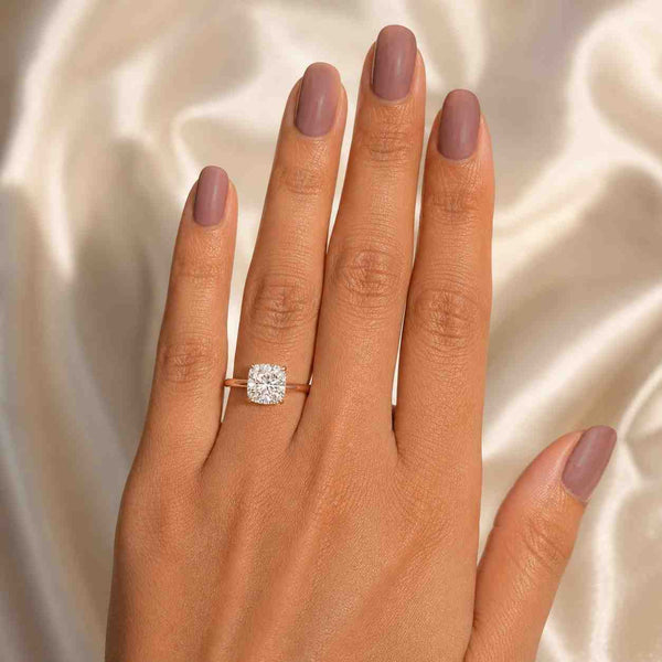 Cushion Cut Lab Grown E,VVS2, IGI Certified Diamond Engagement Ring, 2mm Band Ring, Solitaire Cushion Ring for Her Anniversary Gifts