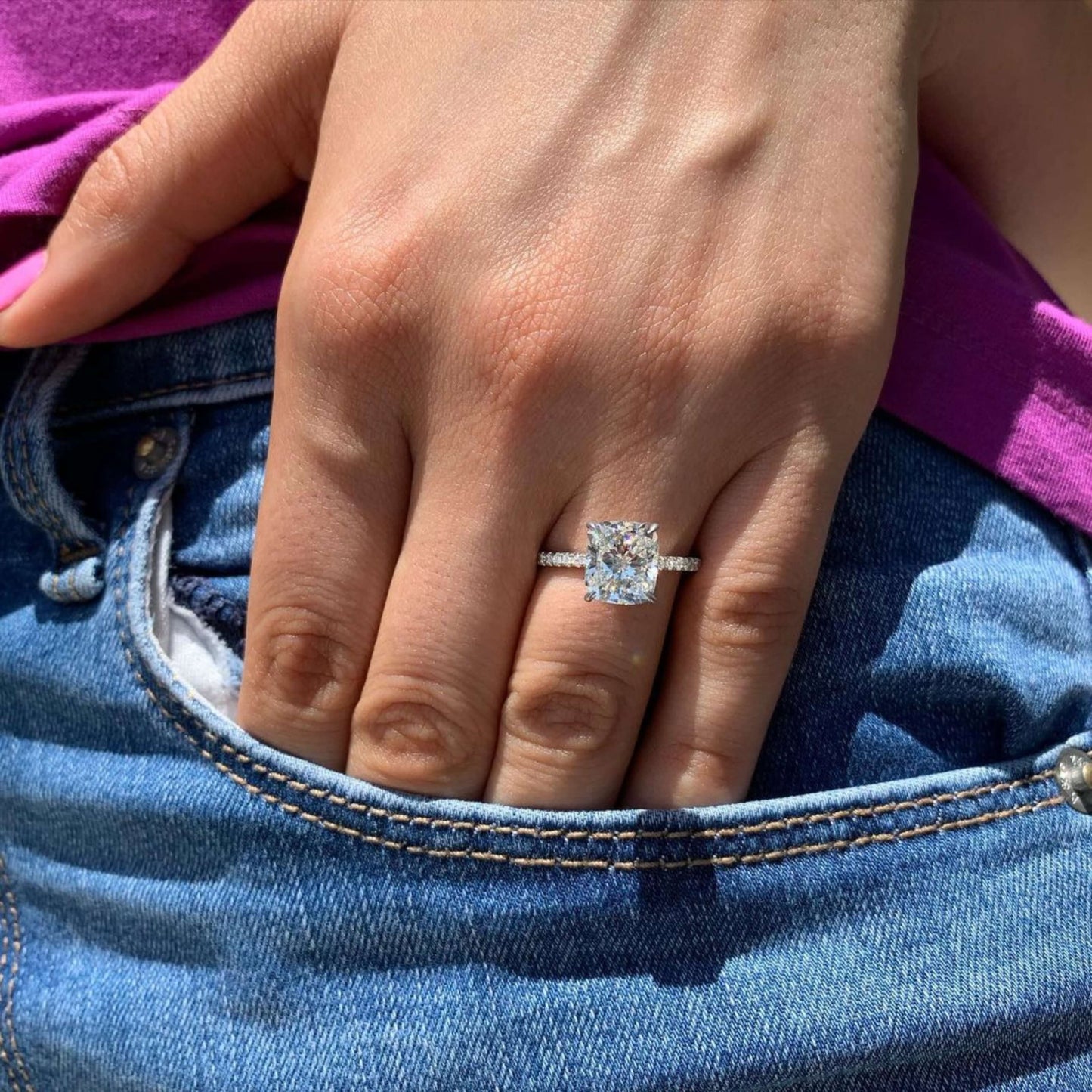 Cushion Cut Moissanite Engagement Ring, Best Ring Gift For Ladies Cushion Engagement Ring