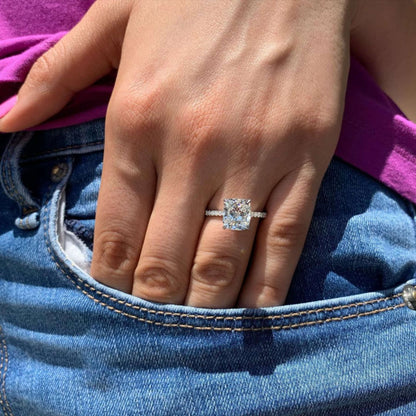 Cushion Cut Moissanite Engagement Ring, Best Ring Gift For Ladies Cushion Engagement Ring