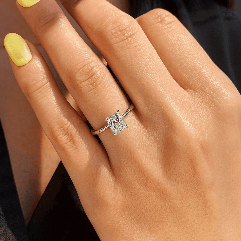 Diamond Ring Unique Alternative Diamond Wedding Ring Solid White Yellow Rose Gold Ring Stackable Band Engagement Ring Gift