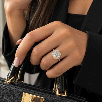 Cushion Cut Moissanite Ring,Halo Diamond Engagement Ring,